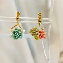 微型 多肉黏土耳環/耳夾 耳飾 飾品 垂式款