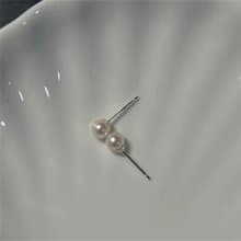 Hi Onion18K金小燈泡強光正圓純銀天然淡水極光小珍珠耳釘耳夾