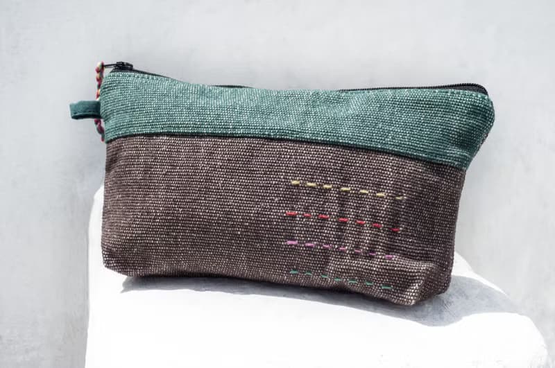 編織收納包/筆袋/化妝包/筆盒/餐具袋/文具/手機袋-手工刺繡彩虹