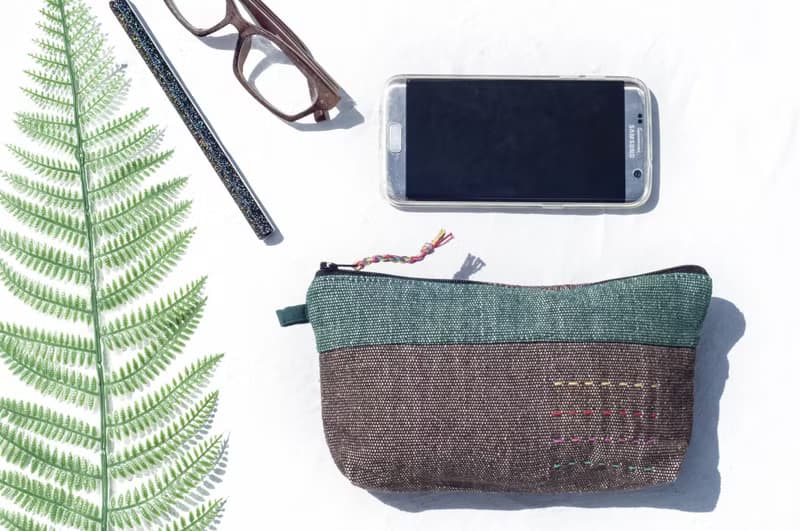 編織收納包/筆袋/化妝包/筆盒/餐具袋/文具/手機袋-手工刺繡彩虹