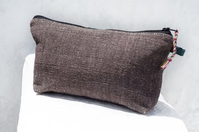 編織收納包/筆袋/化妝包/筆盒/餐具袋/文具/手機袋-手工刺繡彩虹