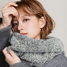 Mist 系列 - 鉛光 * 灰色 雜點 混織毛料 圍巾 連帽圍巾