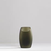 【3,co】玻璃月型口扁平花器(8號) - 綠