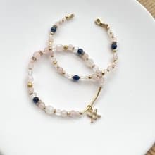 【星座雙鍊 水瓶座】風象星座 粉晶 藍晶石 水晶手鍊