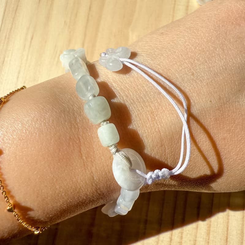 手工編織翡翠手鍊 — 牡丹與飛舞之翼