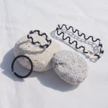 【セット】　ビーズブレスレット　ビーズリング　naminami #3　　マグネット着脱　個性的　透明