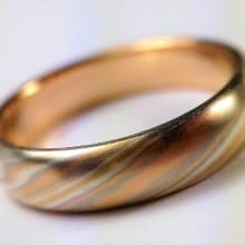 木目金 婚戒 ( K金 ) 對戒 木紋金 Mokume Gane 婚戒訂製 (一對)