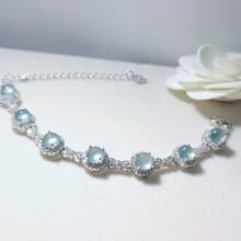 |藍剛仙女|A貨翡翠冰玻淡藍杠剛大蛋面6.5mm純銀鍍18k豪鑲手鏈