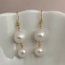 天然淡水珍珠 大珍珠 純銀 靈動 流蘇 耳環