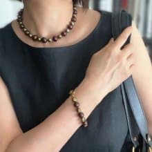 チョコボールのような淡水バロックパール　大粒パールのチョーカー とブレスレット1点もの