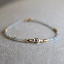 手鍊 天河石 珍珠 海藍寶 天然石 - 秘技 -