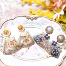 日本鈕扣x印度刺繡耳環 耳夾 925/14KGF耳釘