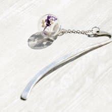 金屬質感玻璃球書籤 文房具 髮簪 髮飾-紫色花朵滿天星 薰衣草