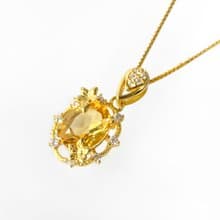 2件85折 | 巴西黃水晶純銀項鍊 (蜜柑黃色 春日花系設計)