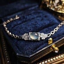 財水|高冰天空藍剛大蛋面|緬甸A貨翡翠純銀豪鑲手鏈