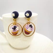 袖珍藍莓杯子蛋糕耳環 Miniature Blueberry CupCake Earring