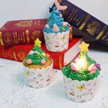 【雲朵舒芙蕾 杯子擠花蛋糕】蠟燭材料包  擠花 甜點蠟燭 聖誕節
