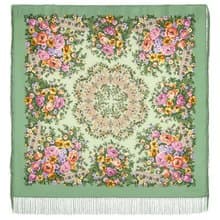 Pavlovo Posad Russian Shawl 100% Wool Scarf 125x125 cm Wrap Silk Fringe 1818-9