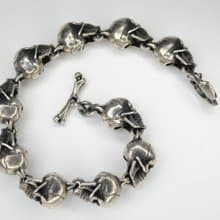 元堡製銀/手作銀飾/脊骨系列/手鍊/大骷髏手鍊/十顆骷髏