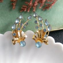【西洋古董飾品 】立體 對稱冰霜花形  夾式耳環