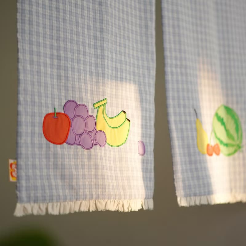 水果派對 80s復古昭和水果小象門簾 刺繡布藝