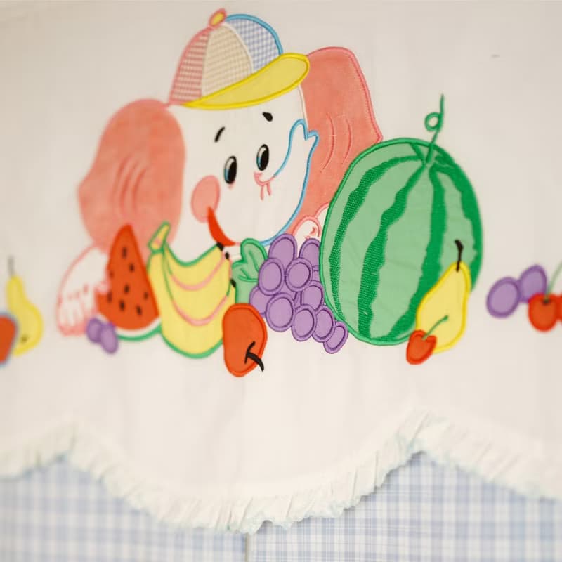 水果派對 80s復古昭和水果小象門簾 刺繡布藝