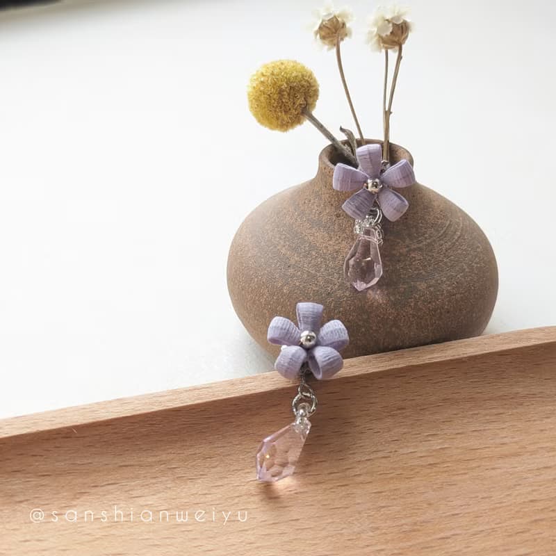 水晶小花耳飾