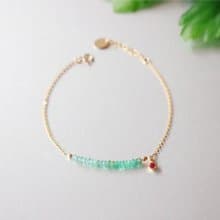 グラデーション エメラルドのブレスレット  5月誕生石 14KGFバージョン