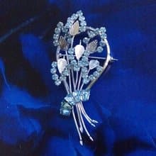 Vintage Jewelry 西洋古董飾品 STAR-ART 立體銀葉花束 別針