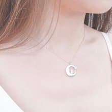 / 月隅 / 弦月上的貓咪頂級藍光月光石925純銀項鍊(銀/金/玫瑰金)