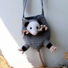 Adorable opossum bag perfect gift for lovers of original things, shoulder strap