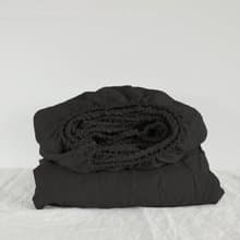 Black linen fitted sheet / Softened linen bed sheet / Deep pocket