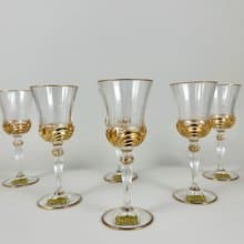 復古水晶酒杯 6 件裝 Cristal de Paris 金色鑲邊全新帶盒