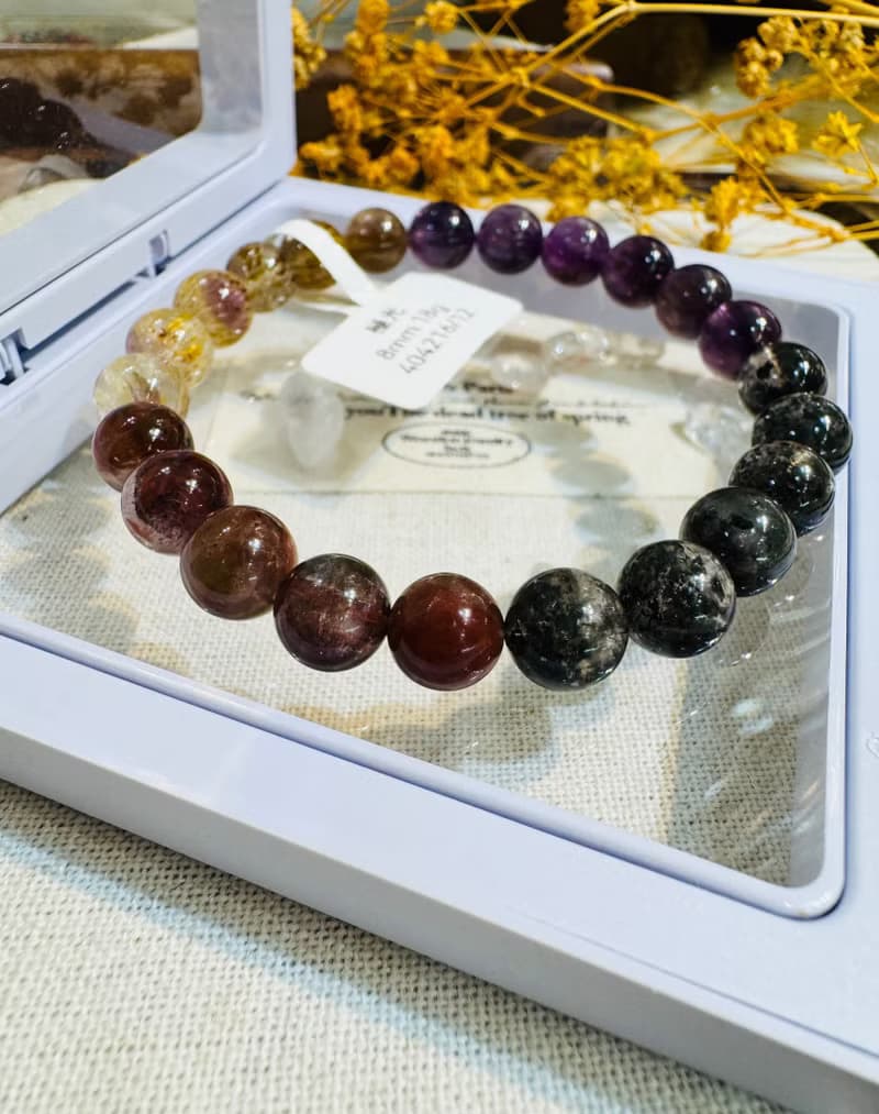 天然極光老礦濃色8mm18g手珠可通人體七輪提高靈性發揮潛能