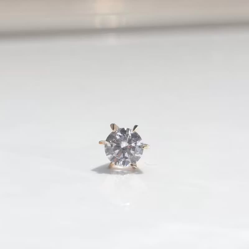 14K 六爪鑽石耳針耳環(一對)