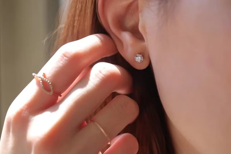 14K 六爪鑽石耳針耳環(一對)