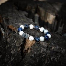 【長空】 |  藍紋石 | 白松石 | 水晶手鍊