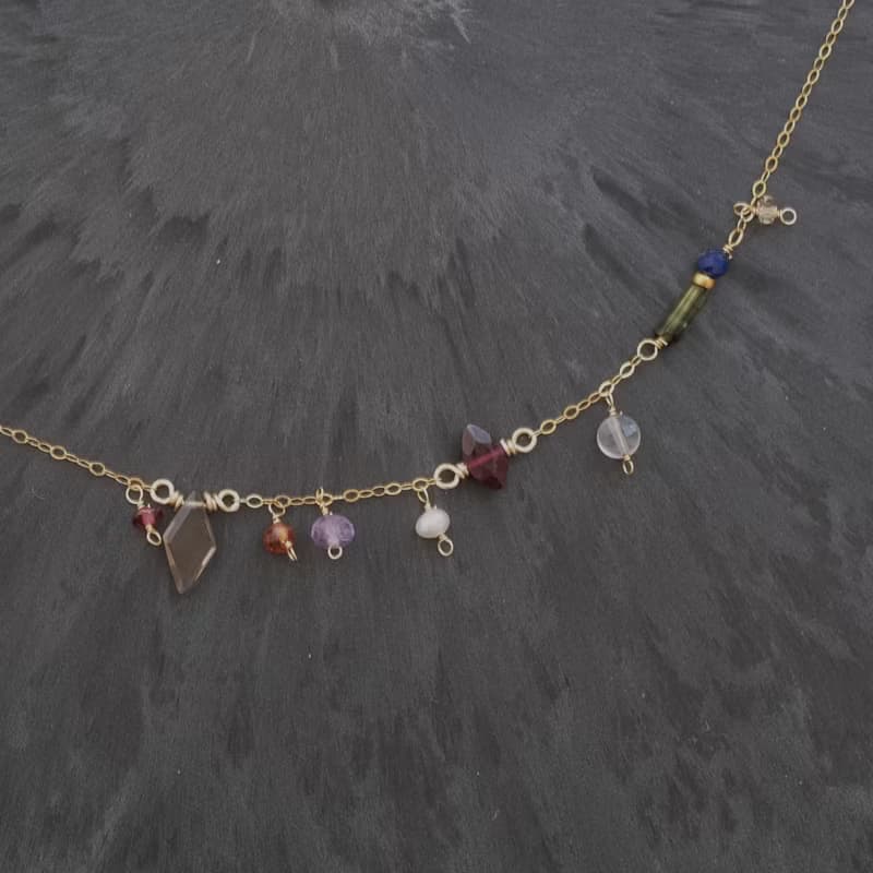 hátíð bracelet 天然石チェーンブレスレット　スモーキークォーツ ガーネット ラピスラズリ トルマリン　クリスマス　贈り物　プレゼント　ギフト