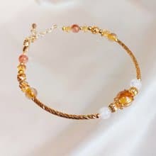 金髮晶 月光石 紅銅鈦金 招財旺運 水晶手鍊 /招財好人緣手鍊