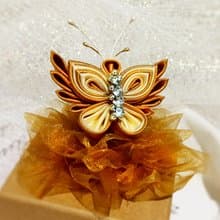 點金蝴蝶款款飛 手工珍珠緞帶 襟針 髮圈