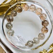 ITS-B628【黑金超七・ 白水晶】簡約天然水晶手環手鍊