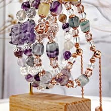 【螢石設計手鏈】螢石貓 / 糖果螢石白水晶伸縮鏈