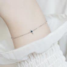 倫敦藍托帕石925純銀十字架手鍊