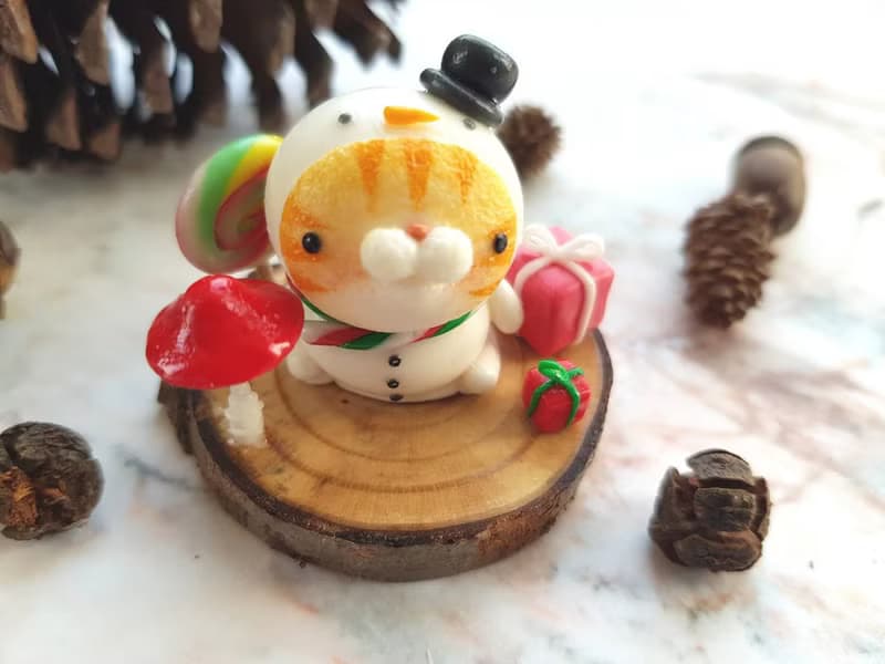 聖誕節貓咪微景-雪人小肥仔(單支)