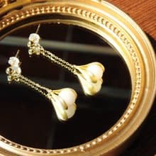 金沙母乳垂墜耳飾-925純銀