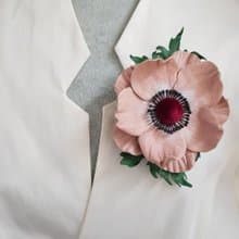 皮革胸針 Leather brooch pink flower for her or for him, Leather jewelry