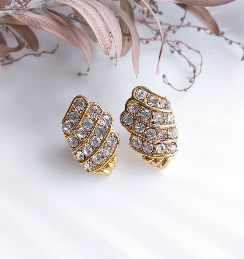 Vintage Jewelry 西洋古董飾品 TRIFARI 摩登對稱 小巧 針式耳環