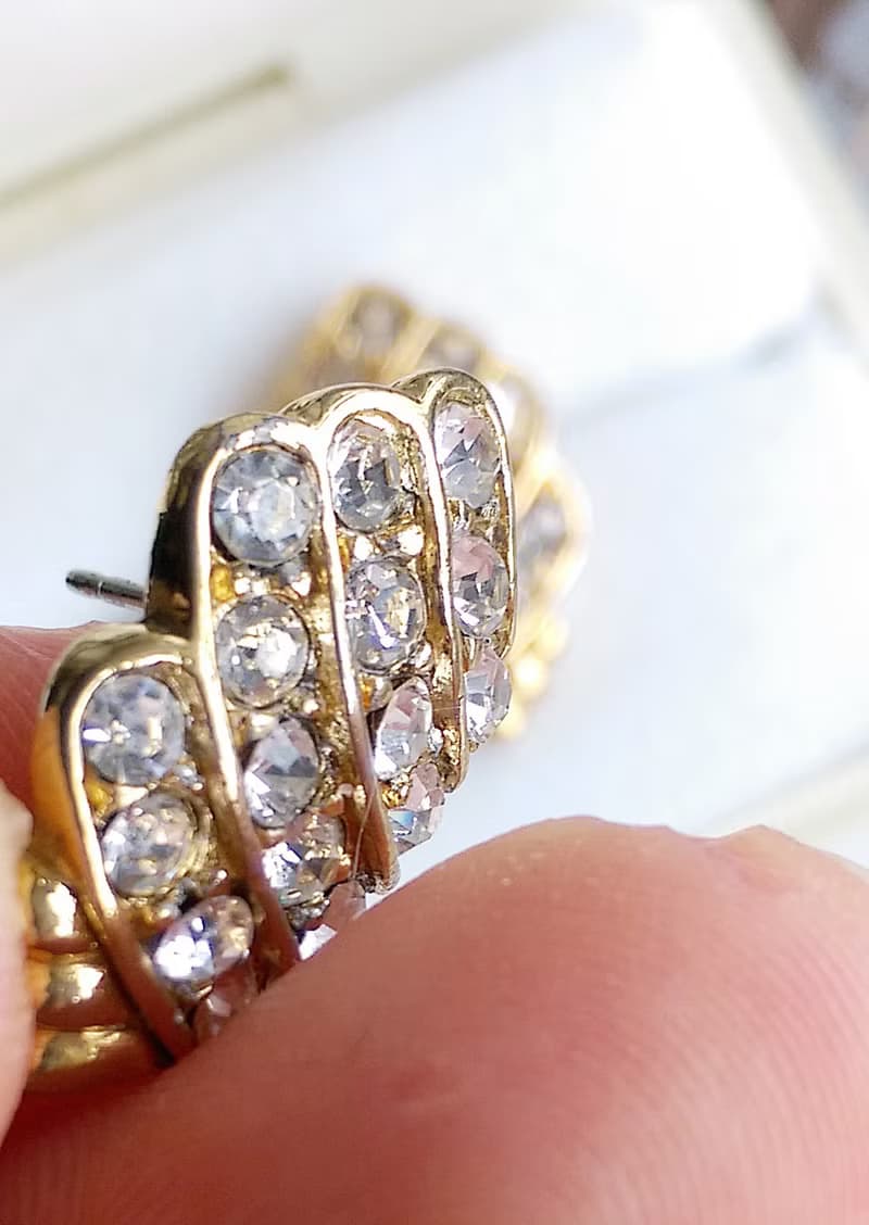 Vintage Jewelry 西洋古董飾品 TRIFARI 摩登對稱 小巧 針式耳環