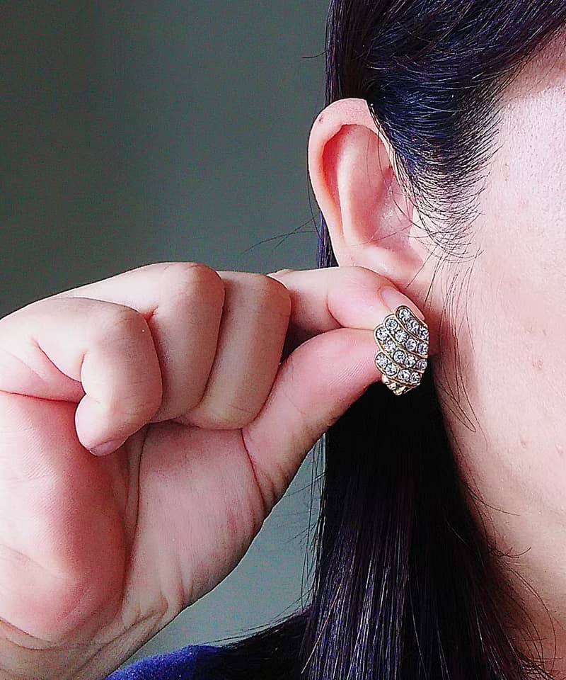 Vintage Jewelry 西洋古董飾品 TRIFARI 摩登對稱 小巧 針式耳環