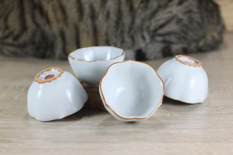 【送禮好物】45ml 月白 官窯 幸運茶杯 鶯歌陶藝名家葉敏祥作